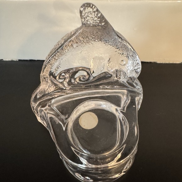 Vintage PartyLite‎ Tea Light Dolphin Candle Holder Glass 4" Nautical Decor - Picture 4 of 8